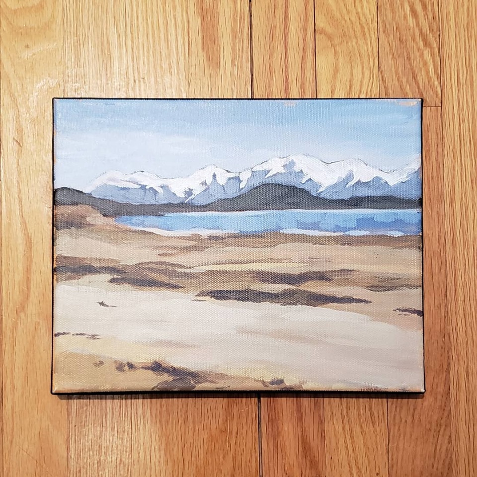Beach. Painted at Juneau, Alaska, in April 2019. $170. 8x11 inches.