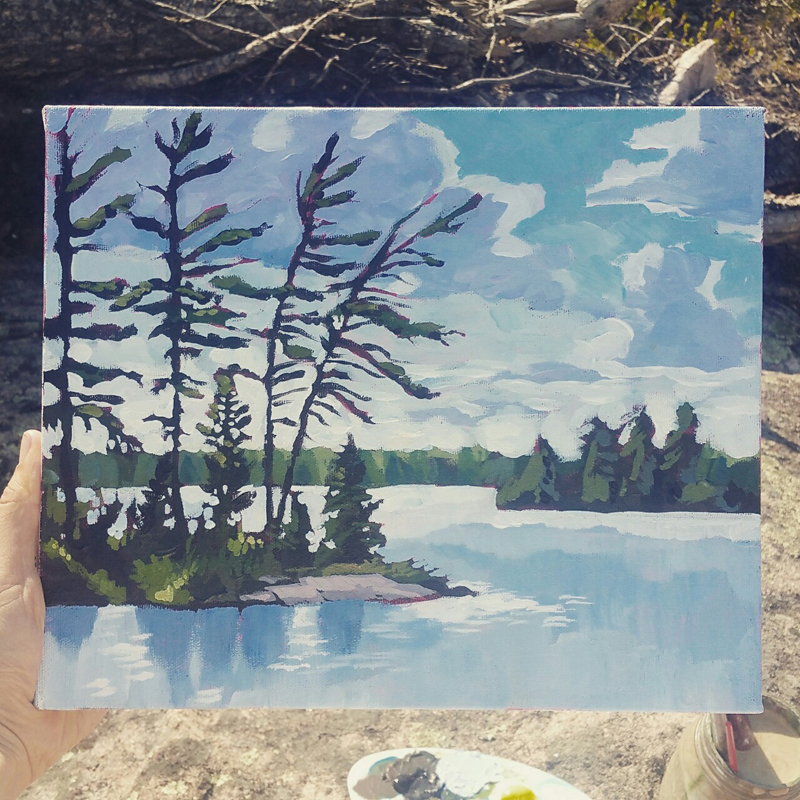 Screen. Painted at Big Bald Lake, Ontario, July 2016. $150. 12x9 inches.