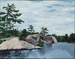 Painted at Big Bald Lake, Ontario, in June 2018. $200. 16x12 inches.