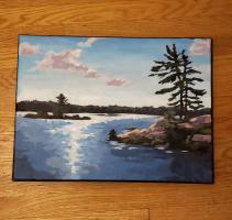 Glitter. Painted at Big Bald Lake, Ontario, in July 2019. $340. 11x14 inches.