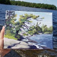 Twist. Painted at Muskoka Lake, Ontario, in July 2019. $120. 8x11 inches.