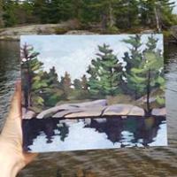 Gold. Painted at Big Bald Lake, Ontario, in July 2018. SOLD. 8x11 inches, wood panel.