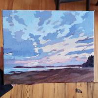 Sunset at the beach. Painted at Sandbanks, August 2020. $320. 11x8 inches.