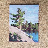 Golden hour. Painted at Big Bald Lake, Ontario, in 2020. $320. 8x11 inches.