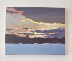 Dusk. Painted at Big Bald Lake, Ontario, in 2020. $150. 11x8 inches.