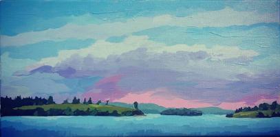 Ocean. Looking out at the harbour in Chester, NS, 2016. SOLD. 14x8 inches.
