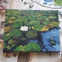 Lilypads. Painted at Big Bald Lake, Ontario, in August 2019. $320. 8x11 inches.