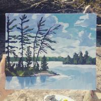 Screen. Painted at Big Bald Lake, Ontario, July 2016. $150. 12x9 inches.