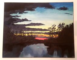 Twilight. Painted on July 1st, at Big Bald Lake in Ontario. $220. 24x18  inches.