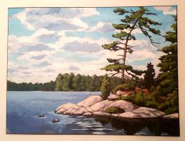 Treasure Island. Painted at Big Bald Lake, Ontario, in August 2017. SOLD. 24x18 inches.